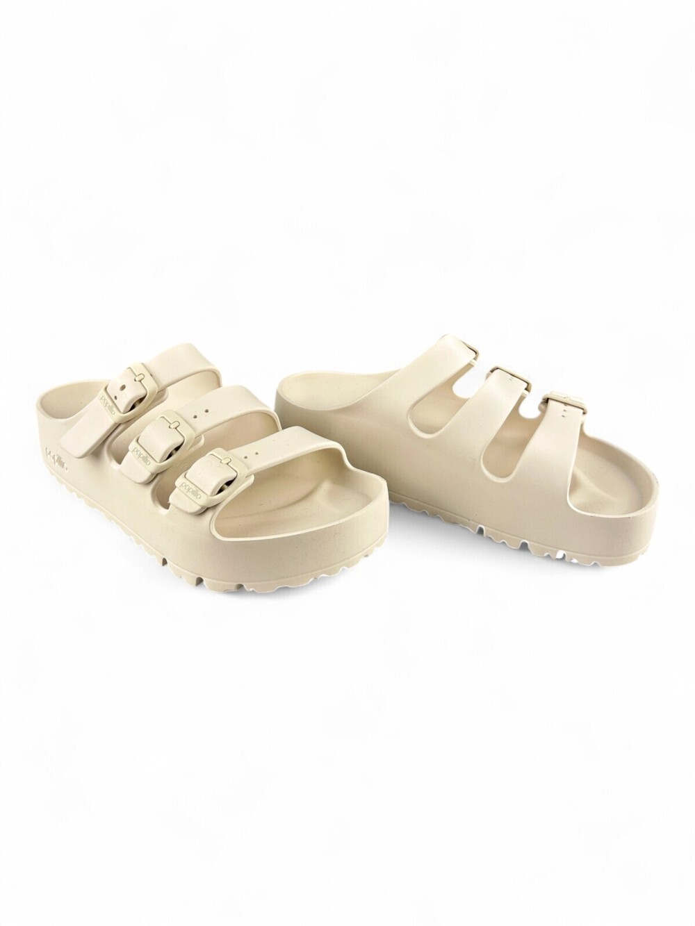 Papillio by Birkenstock Triple-Strap Slide Sandals Cream Womens 6 EU 37